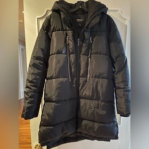 ONLY winter coat. Black outside with black Sherpa inside.